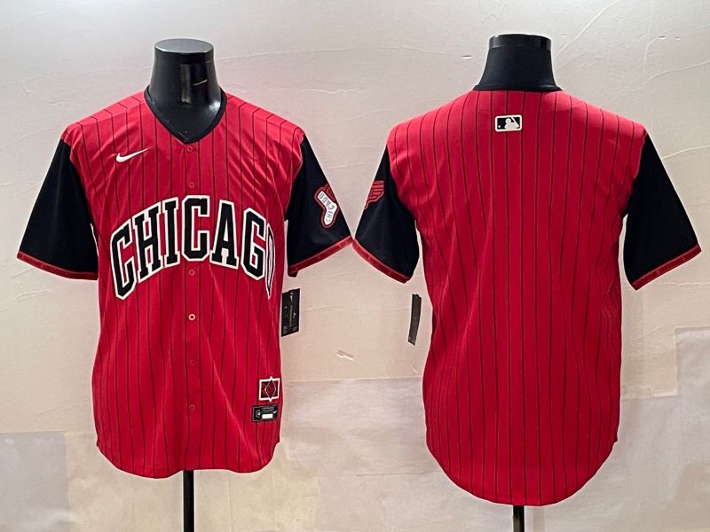 Men Chicago White Sox Blank Red Stripe Joint Name 2025 Nike MLB Jersey style 1